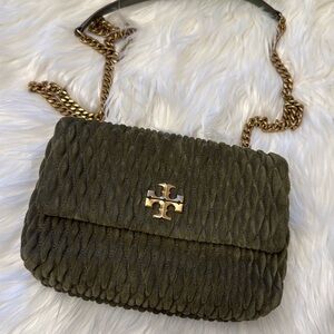 New Tory Burch Kyra Ruched convertible suede bag